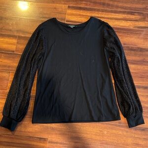 Ralph Lauren Black Long Sleeve Top with Textured Sleeves